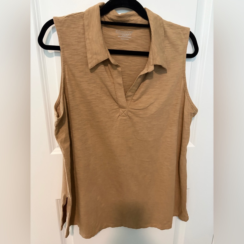 Chico's Sleeveless Collared Tank in Light Tan